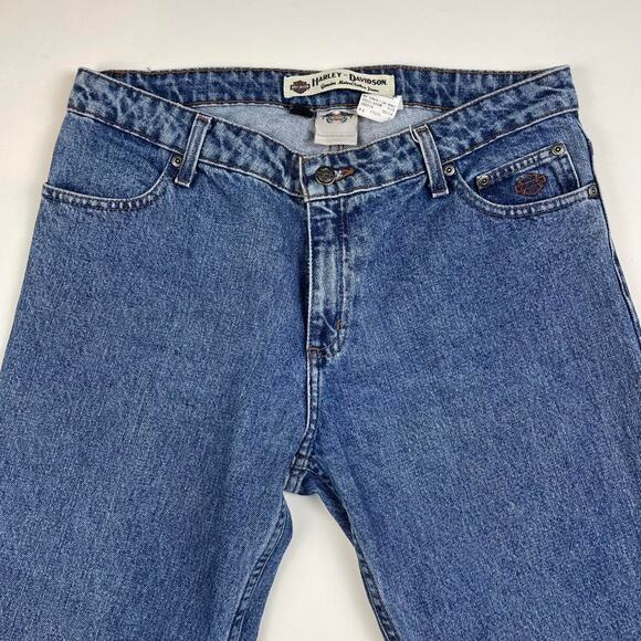 Vintage Harley Davidson Motorcycle Biker Denim Blue Women’s Jeans Size 10 - Picture 3 of 7